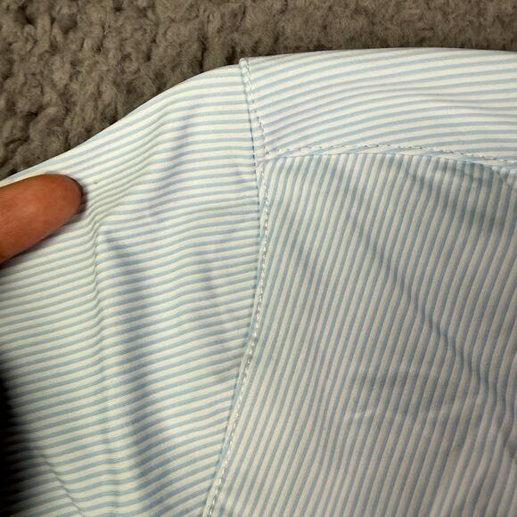 Rhone Shirt Mens L Blue Classic Fit Commuter Button Performance Italian Fabric - Picture 4 of 12